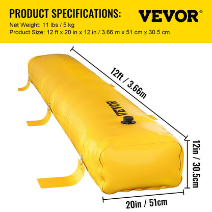 Flood Barrier 3.66 m x 30.5 cm, Reusable PVC Water Diversion Tube