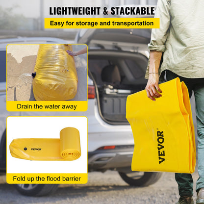 VEVOR Flood Bag, 24 ft Length x 12 in Height, Reusable PVC Water Diversion Tubes,