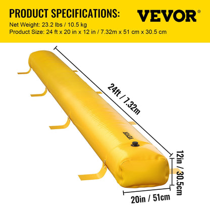 Reusable 7.32m PVC Flood Barrier Tubes for Doorways and Garages, Yellow