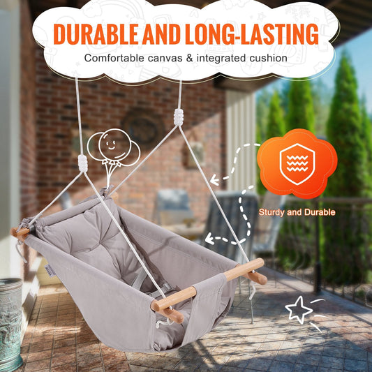 Canvas Baby Hammock Swing with 5-Point Harness for Indoor & Outdoor Use