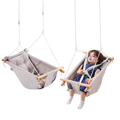 Canvas Baby Hammock Swing with 5-Point Harness for Indoor & Outdoor Use