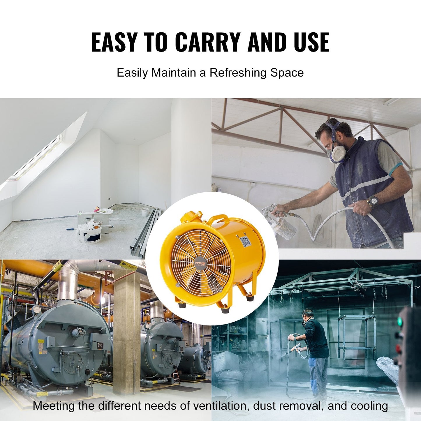 Portable Industrial Blower, 0.3m Heavy Duty Fan, 550W, 2500CFM, 16.8kg
