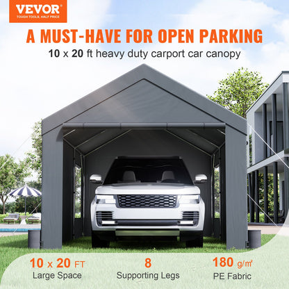VEVOR Carport, Heavy Duty 10x20ft Car Canopy, Outdoor Garage Shelter with Removable