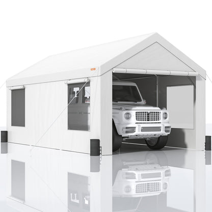 Heavy Duty 3x6m Portable Car Canopy with Roll-up Windows & Removable Sidewalls