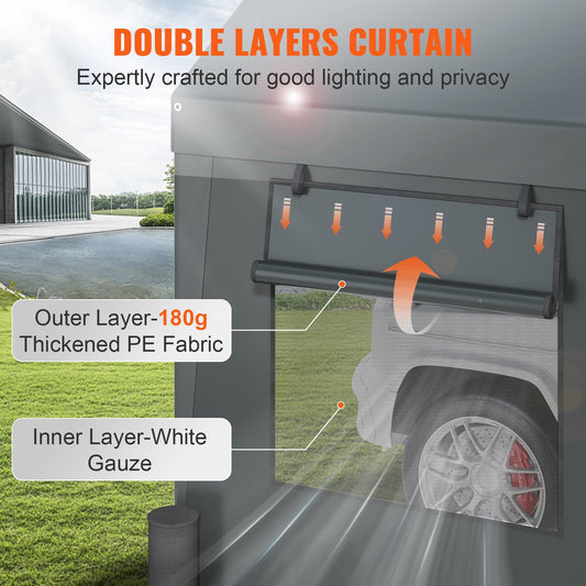 Heavy Duty 3.7x6m Carport Canopy with Removable Sidewalls and UV Protection