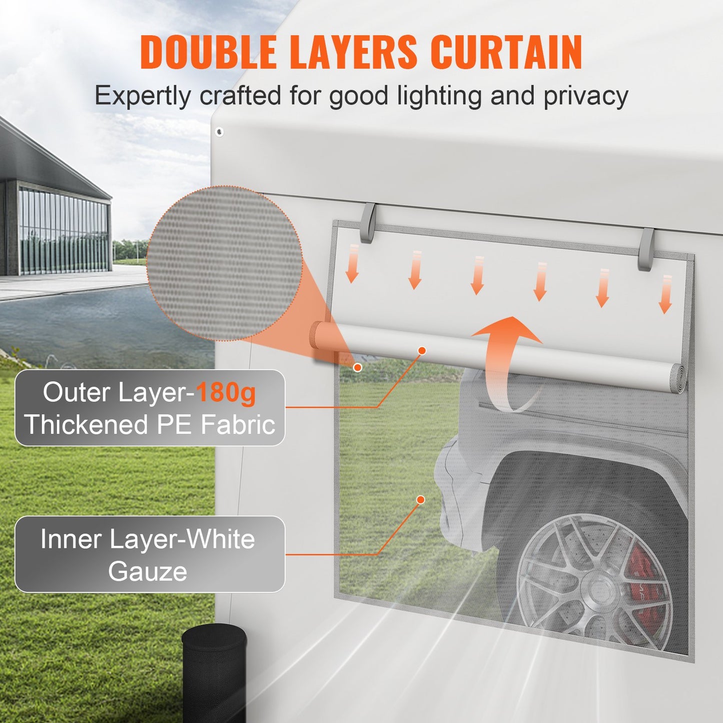 VEVOR Carport, 12 x 20 ft Heavy Duty Car Canopy with Roll-up Ventilated Windows,