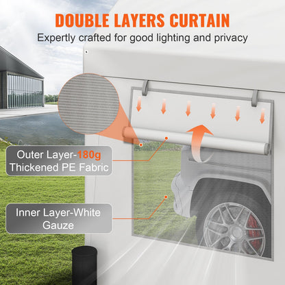 Heavy Duty 3.7 x 6 m Car Canopy with Windows and Removable Sidewalls