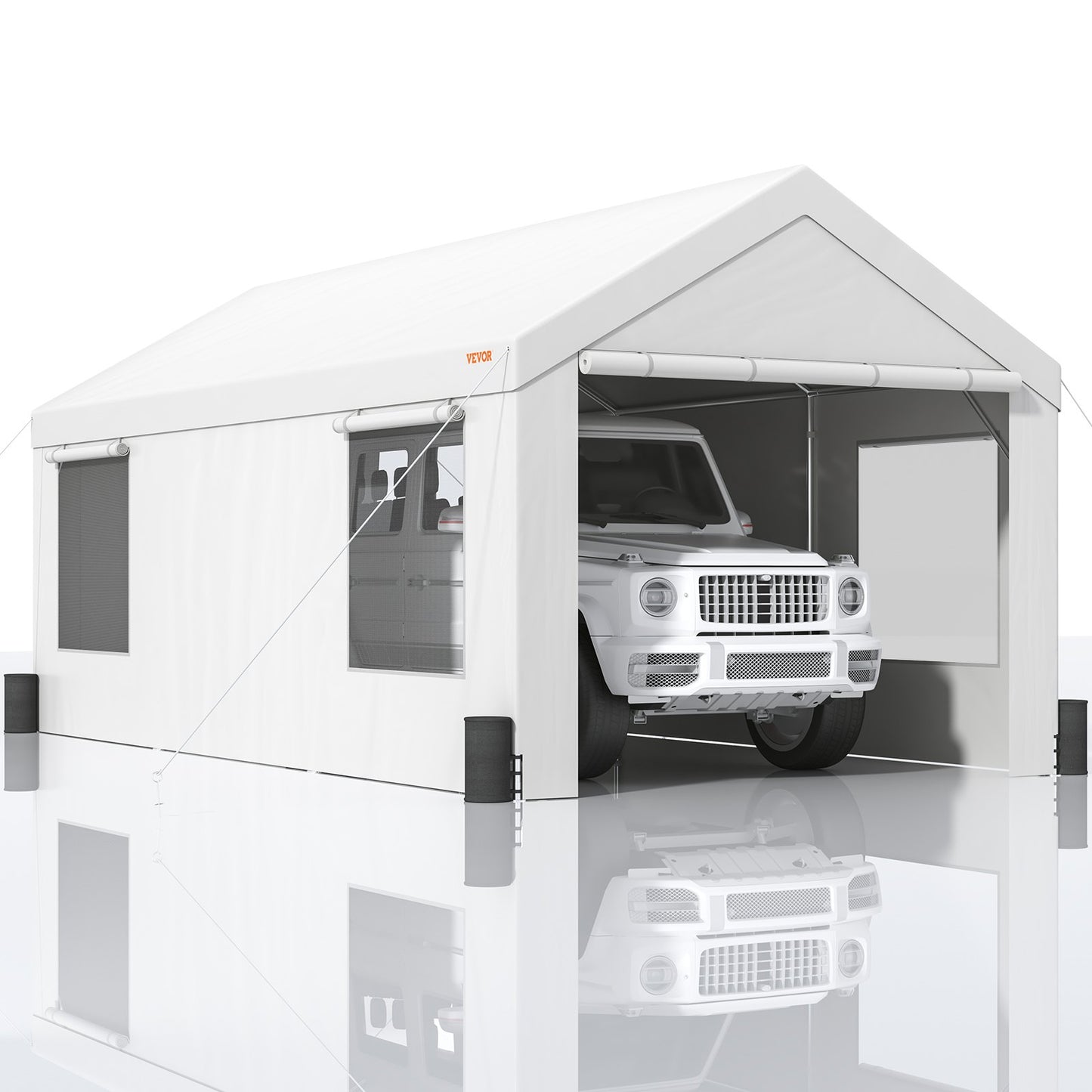 VEVOR Carport, 12 x 20 ft Heavy Duty Car Canopy with Roll-up Ventilated Windows,