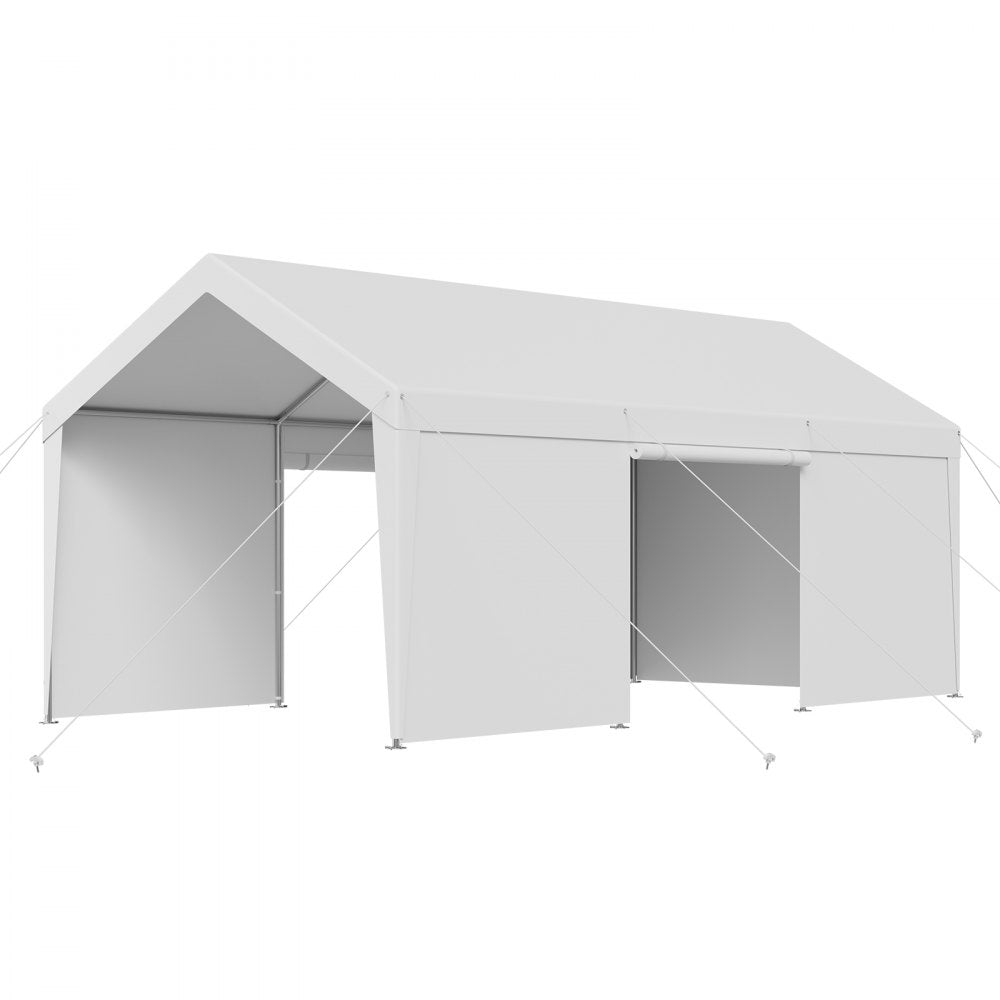 VEVOR Carport Car Canopy 10x20FT Heavy Duty Car Shelter with Sidewalls White