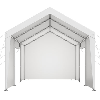 Carport, 12 x 20 FT Outdoor Car Canopy, Potable Carport with Removable Sidewalls & Door, Heavy Duty Car Shelter, UV-Resistant & Water-Resistant, All-Season Protection for Automobile Boat White