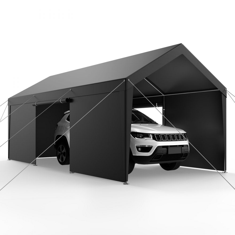 VEVOR Carport Car Canopy 12x20FT Heavy Duty Car Shelter with Sidewalls Grey