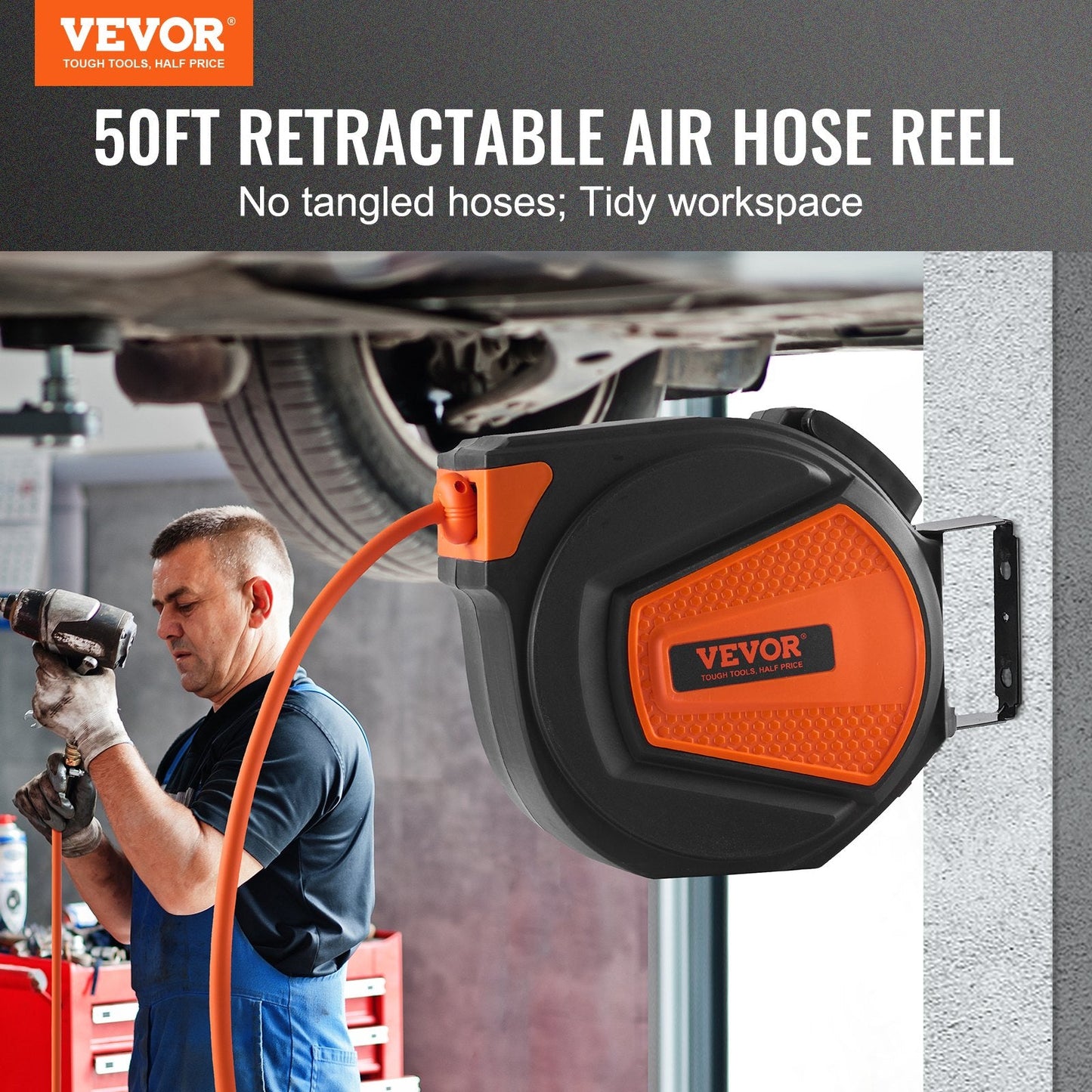 Retractable Air Hose Reel 9.5m x 15m with 300 PSI Hybrid Enclosed System