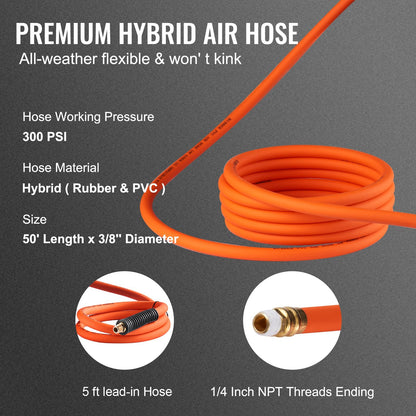 Retractable Air Hose Reel 9.5m x 15m with 300 PSI Hybrid Enclosed System