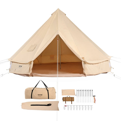 All-Season 3m Canvas Bell Tent for Camping with Stove Jack and PVC Groundsheet