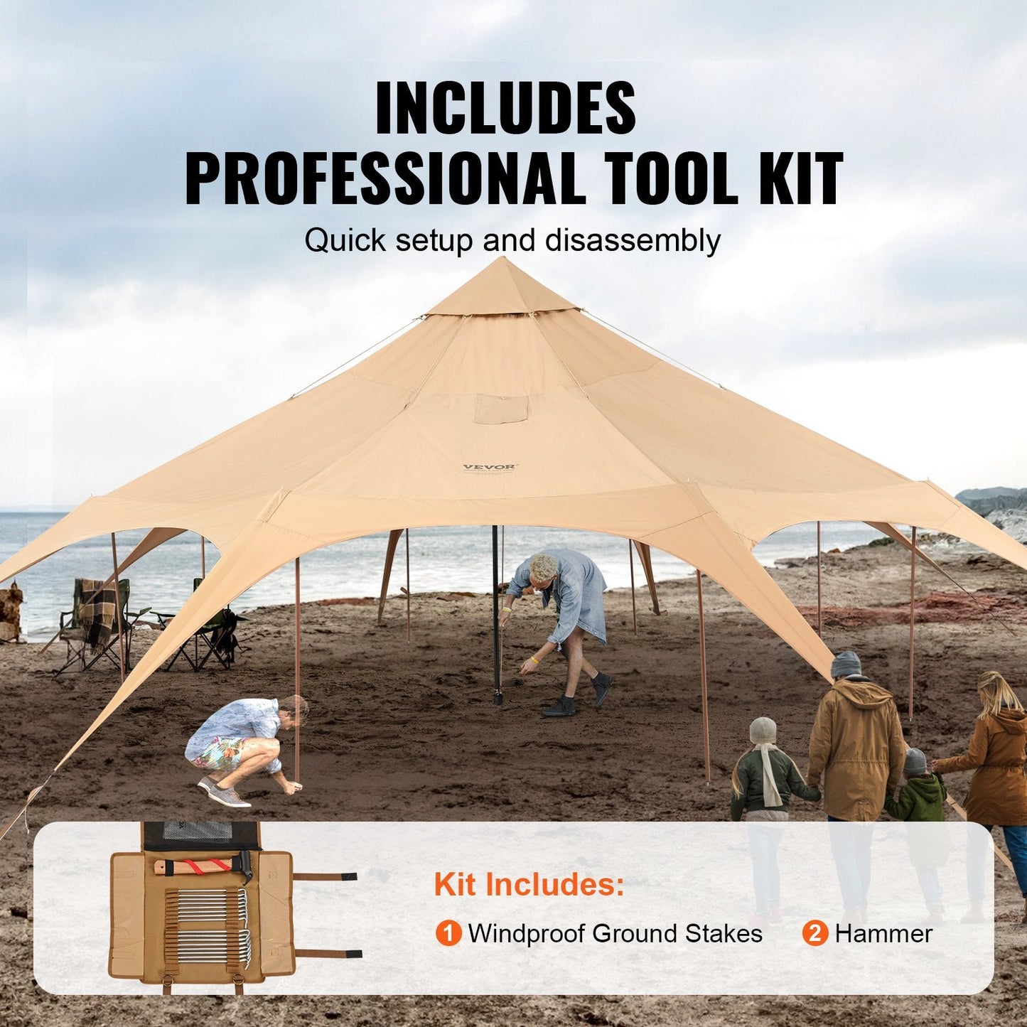 All-Season 5m Bell Tent with Stove Jack for Camping, Easy Setup & Large Space
