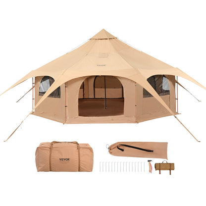 All-Season 5m Bell Tent with Stove Jack for Camping, Easy Setup & Large Space