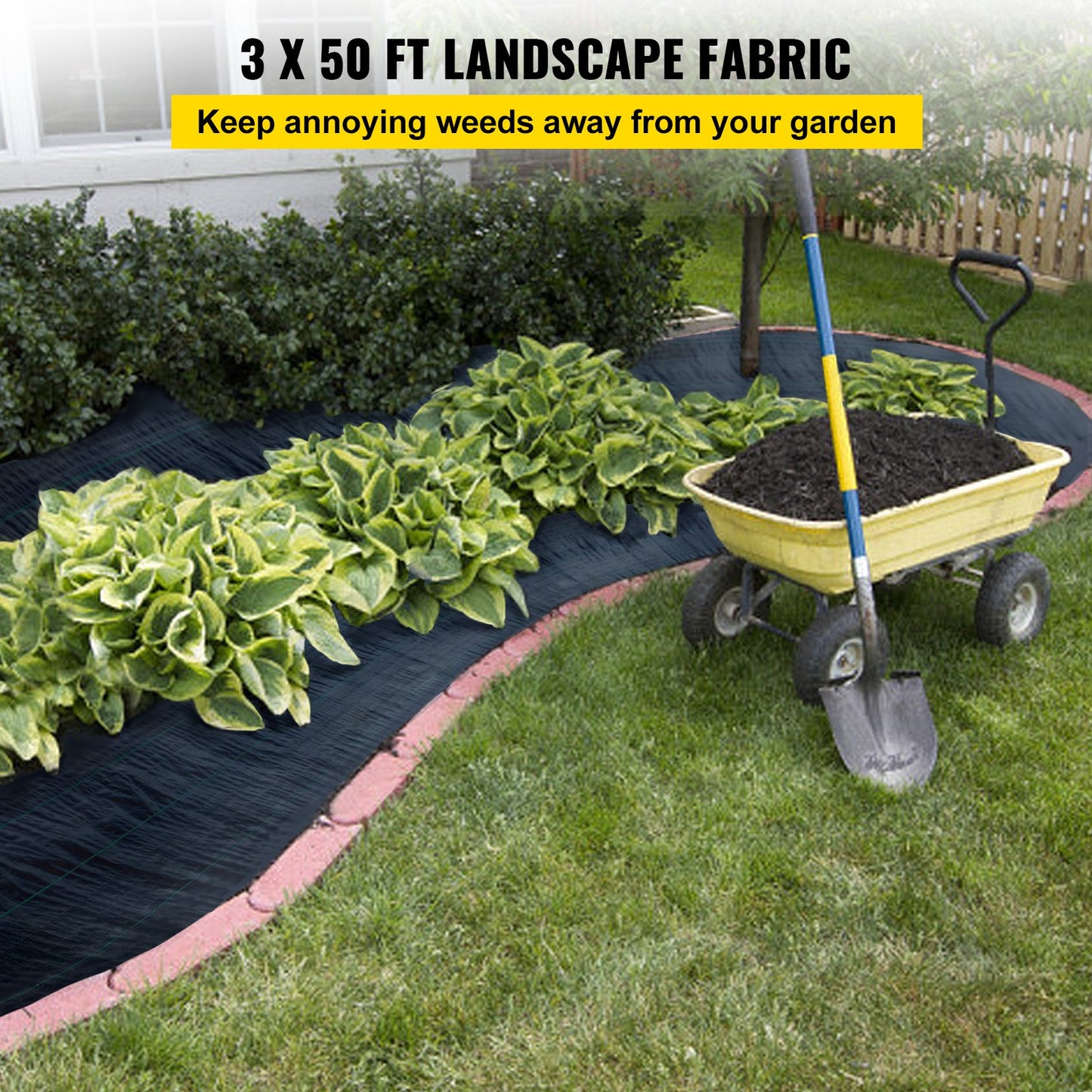 VEVOR Weed Barrier Landscape Fabric 5oz 3 x 50 ft Garden Woven Ground Cover Mat