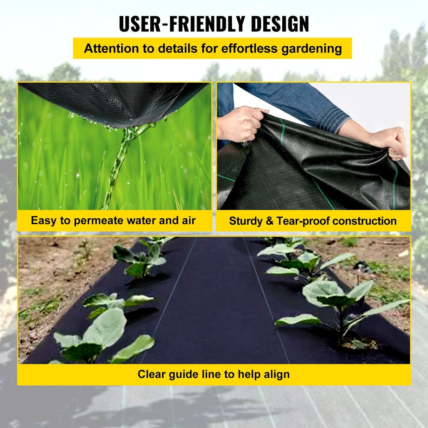 Durable 0.9 x 15.2m Garden Weed Barrier Fabric, Easy Install, Multi-Purpose