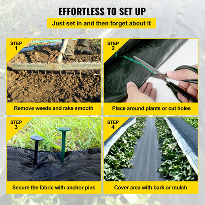 VEVOR Weed Barrier Landscape Fabric 5oz 3 x 50 ft Garden Woven Ground Cover Mat