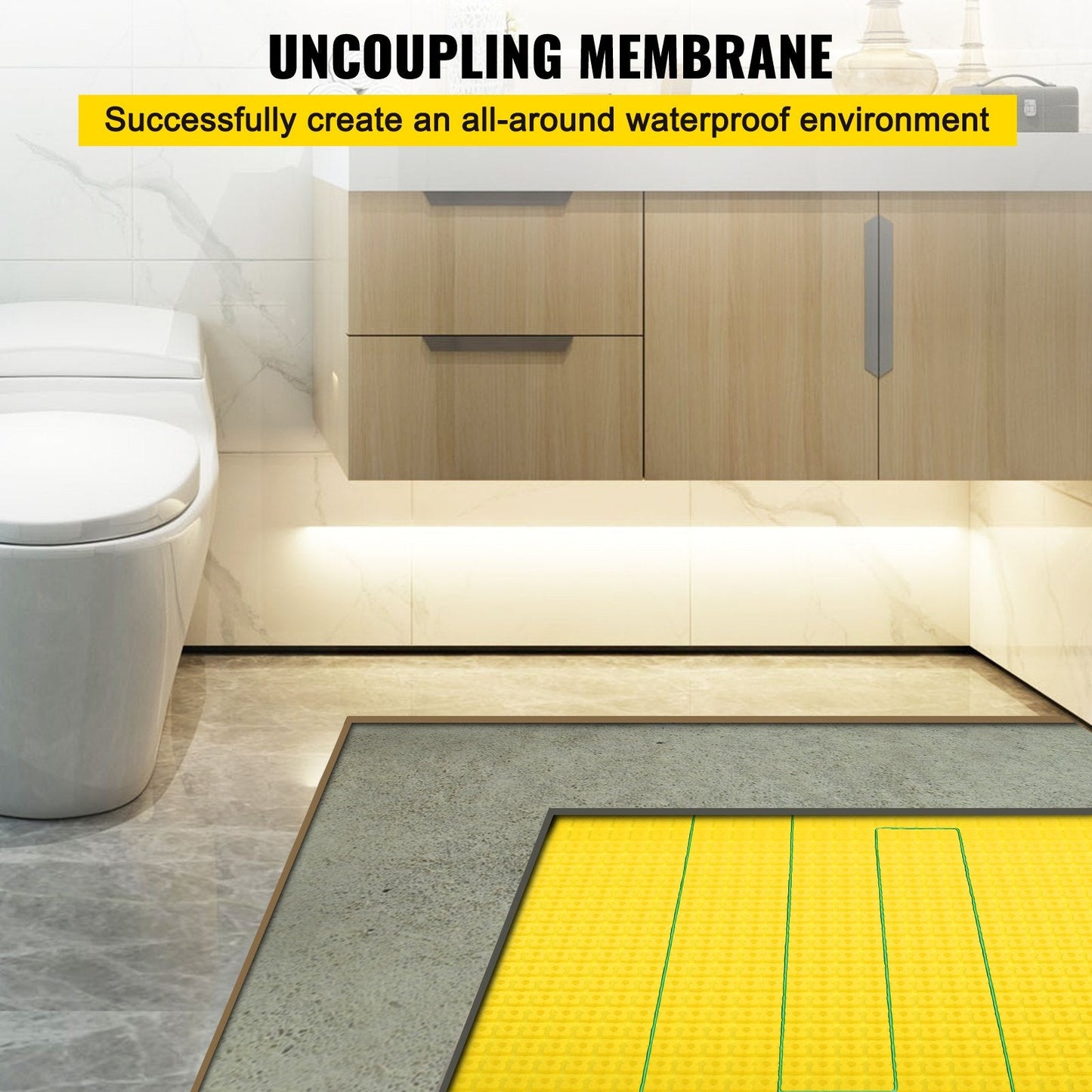 Heat Uncoupling Membrane Underlayment, Polyethylene, 12.5 x 1 m, 13 kg