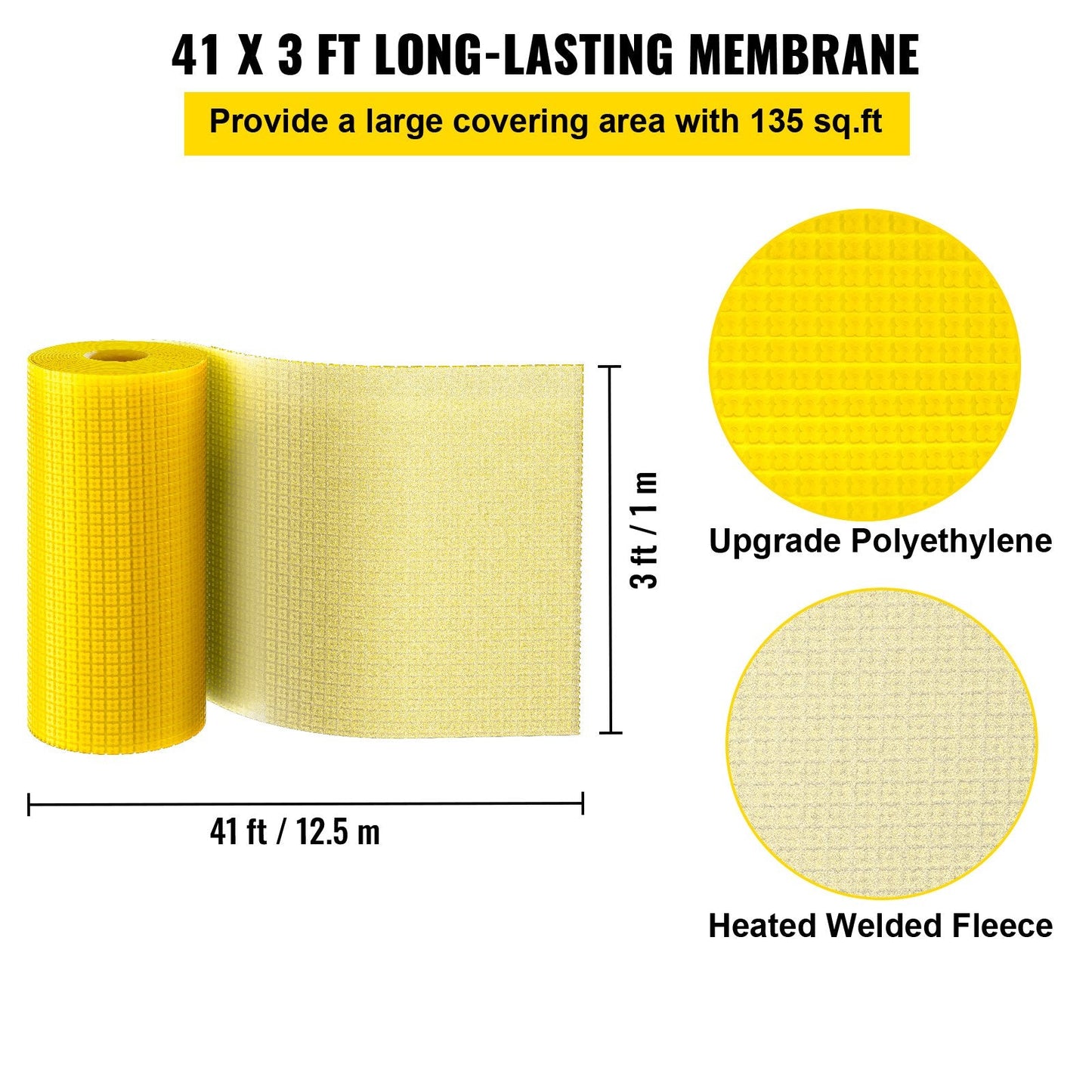 Heat Uncoupling Membrane Underlayment, Polyethylene, 12.5 x 1 m, 13 kg