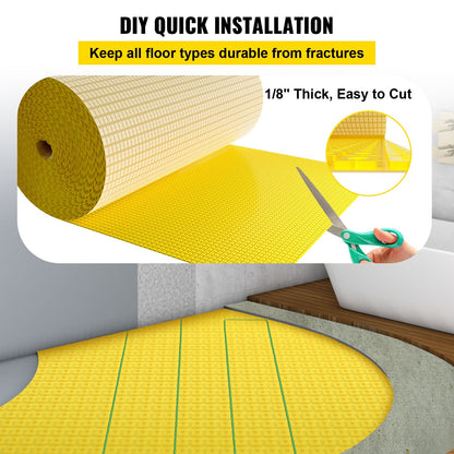 Heat Uncoupling Membrane Underlayment, Polyethylene, 12.5 x 1 m, 13 kg