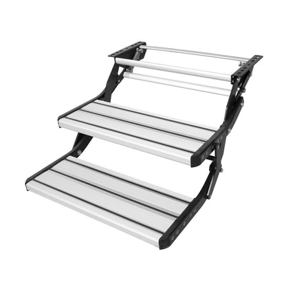 Manual Retractable 2-Step RV Stairs, 199.58 kg Capacity, Foldable & Non-Slip