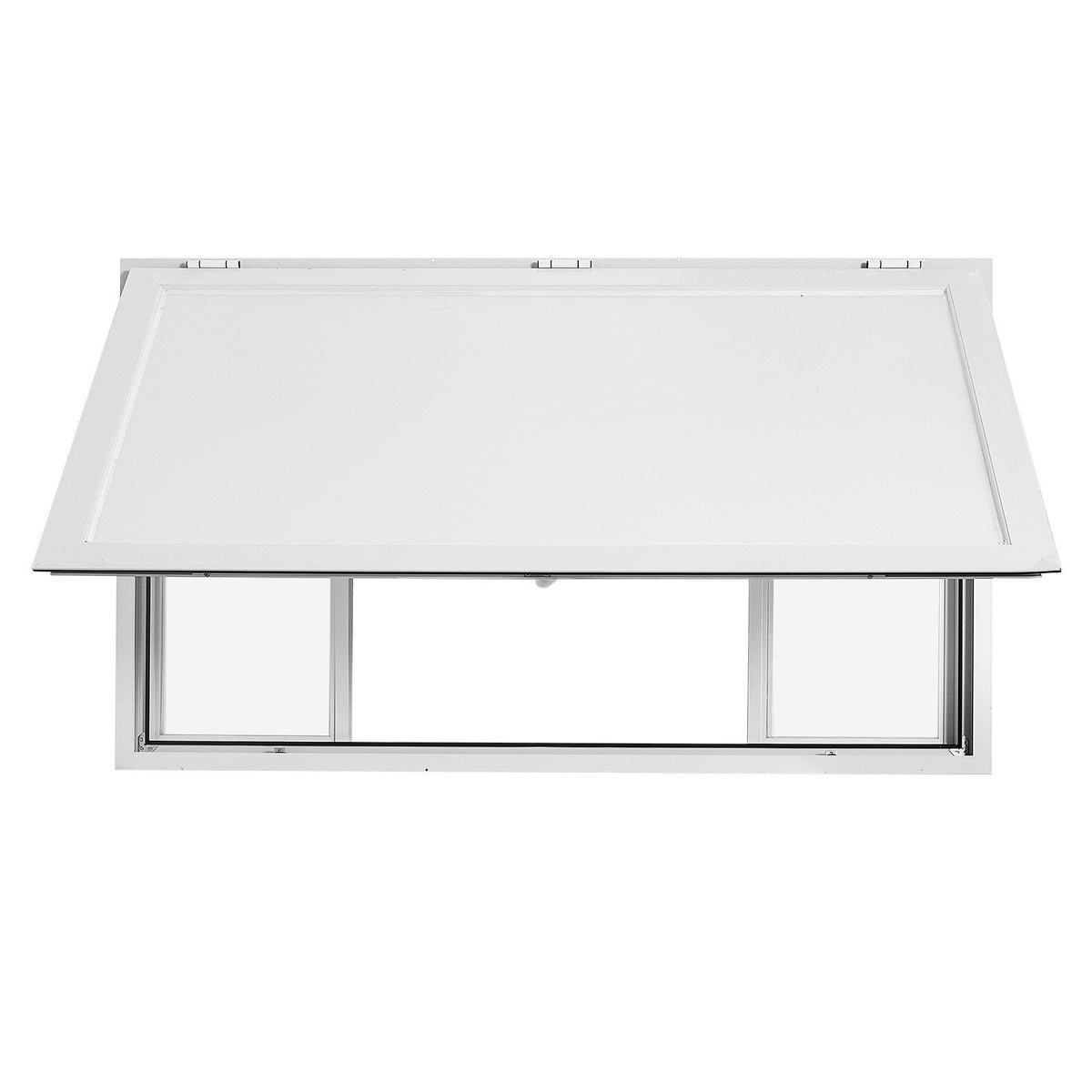 Concession Window 1524x915mm Aluminum Alloy Service Window, for Food Truck, Up to 85 Degrees Stand Serving w/ 4 Sliding Acrylic Windows, Awning Door and Drag Hook, Rainwater Resistant