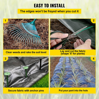 Durable 0.9 x 91.4 m Woven Weed Barrier Fabric for Gardens and Landscaping