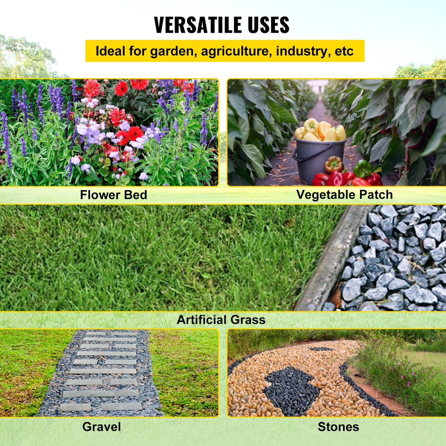 VEVOR Woven Ground Cover Weed Barrier 5.8oz Landscape Fabric 3'x 300' Garden Mat