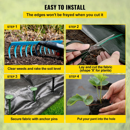 Heavy Duty 1.2 x 91.4 m Landscape Fabric for Weed Control and Soil Enrichment