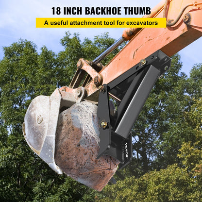 VEVOR 45.7 cm Backhoe Thumb, 12 mm Teeth Thickness Heavy Duty Excavator Thumb, Black