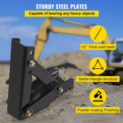 Heavy Duty 0.46m Backhoe Thumb with 12mm Teeth for Excavators, Black Steel