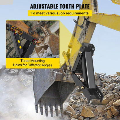 VEVOR 45.7 cm Backhoe Thumb, 12 mm Teeth Thickness Heavy Duty Excavator Thumb, Black