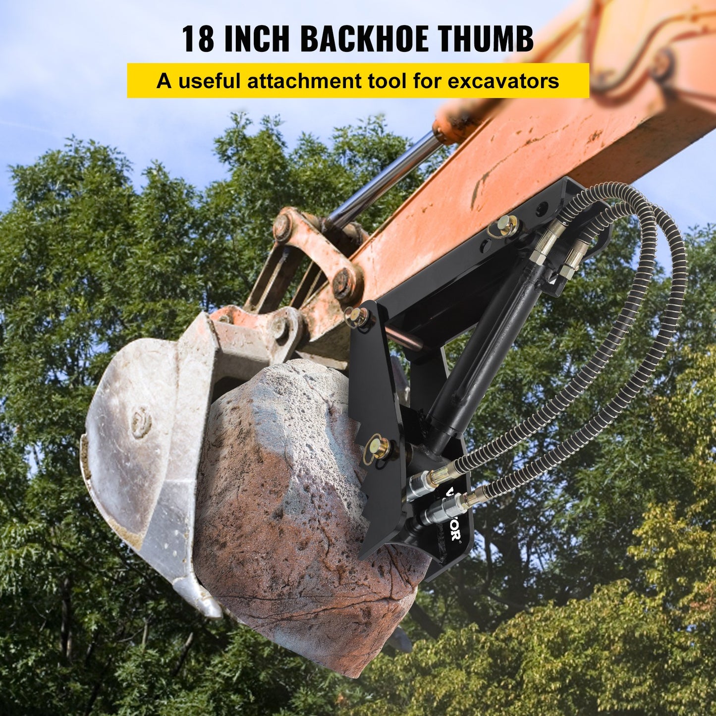 VEVOR Hydraulic Backhoe Thumb, 45.7cm 1.27cm Thickness Heavy Duty Excavator Thumb,