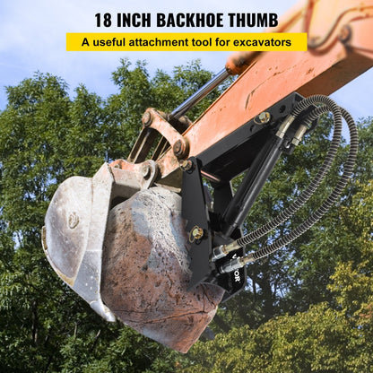Heavy Duty Hydraulic Excavator Thumb Attachment, 0.46m Steel, 28.7kg