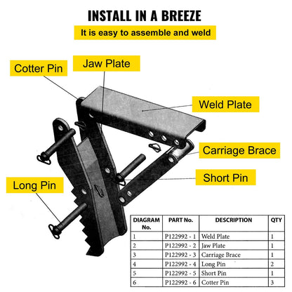 Hydraulic Backhoe Excavator Thumb Attachment, 0.61m, 1.27cm Thick Teeth, Steel