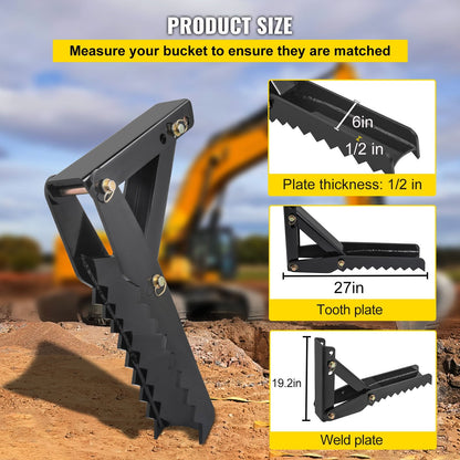Heavy Duty 0.68m Backhoe Thumb with 12mm Teeth for Excavator Attachments