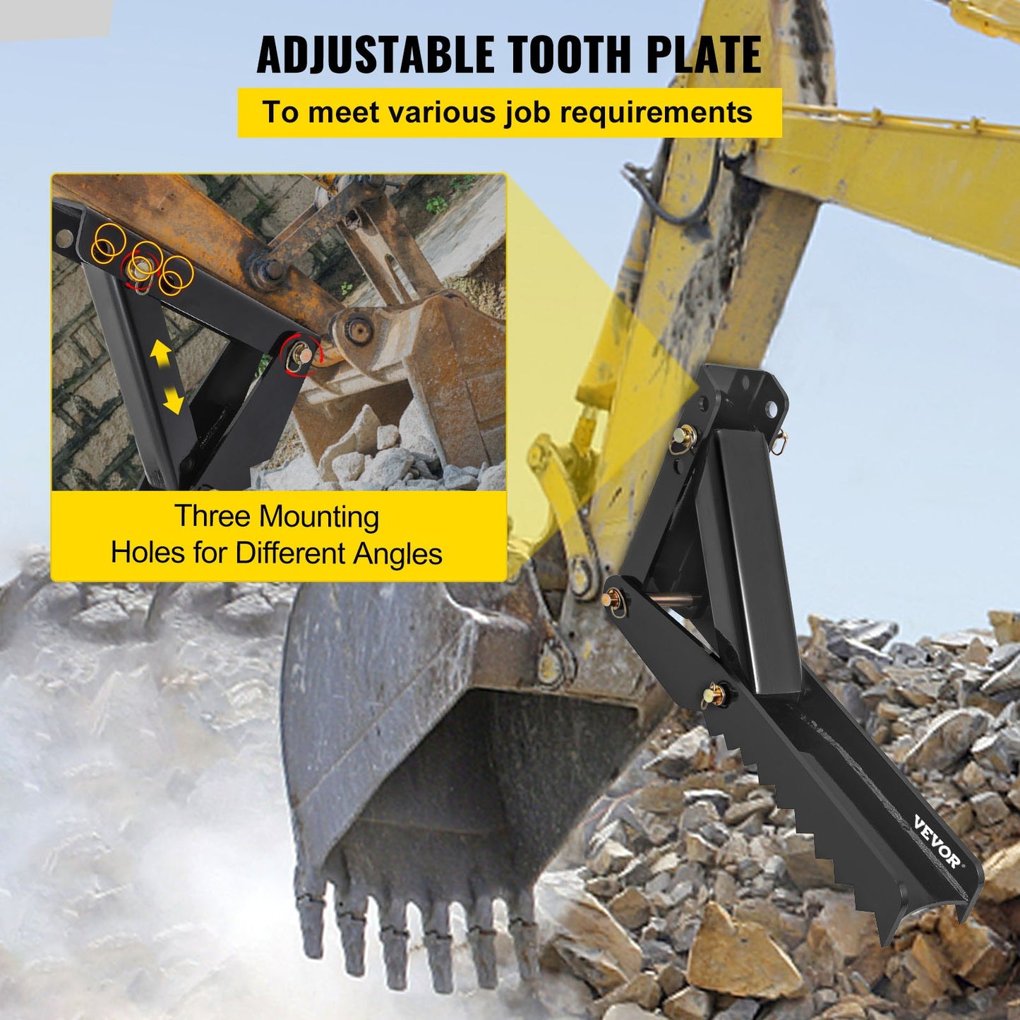 VEVOR 27" Backhoe Thumb, 1/2" Teeth Thickness Heavy Duty Excavator Thumb, Black