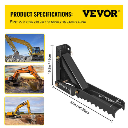 VEVOR 27" Backhoe Thumb, 1/2" Teeth Thickness Heavy Duty Excavator Thumb, Black