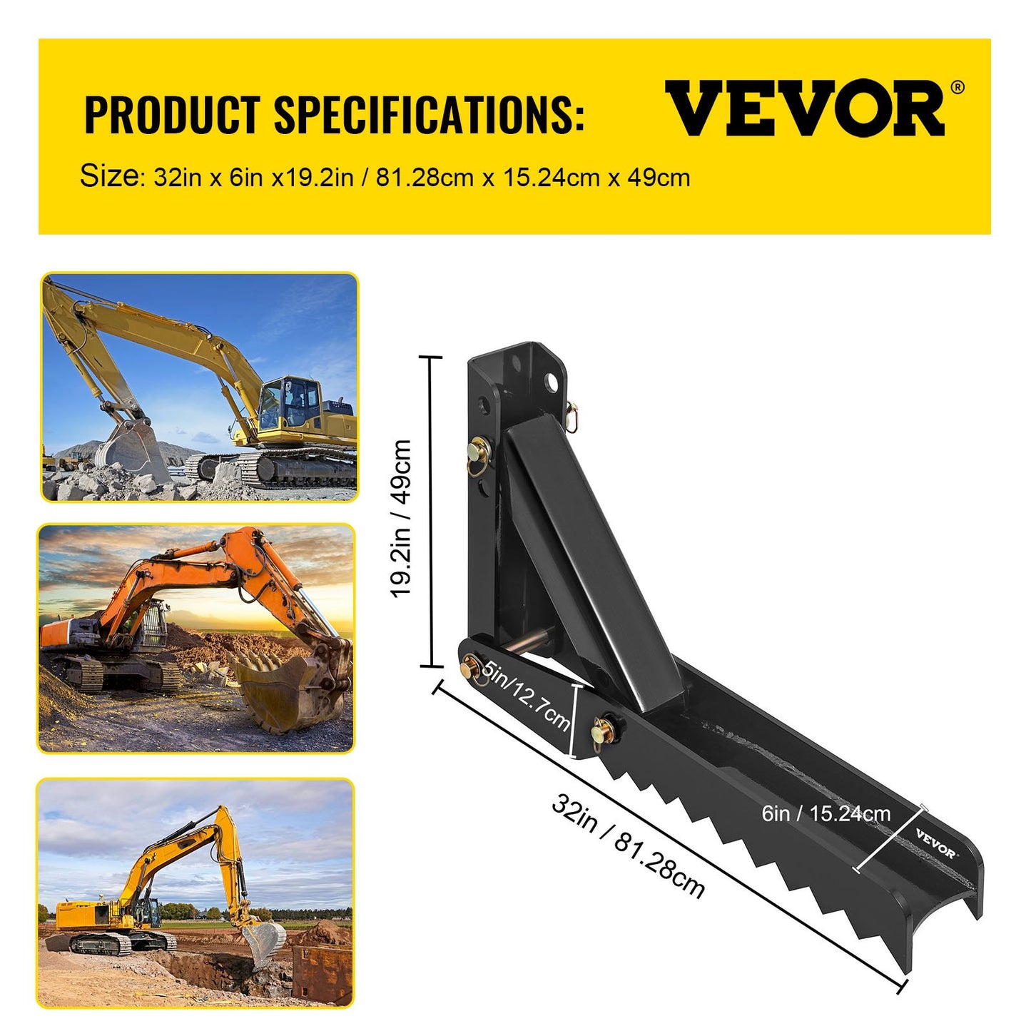 VEVOR 32 inch Backhoe Excavator Thumb Attachments Weld On Adjustable Boom Tractor