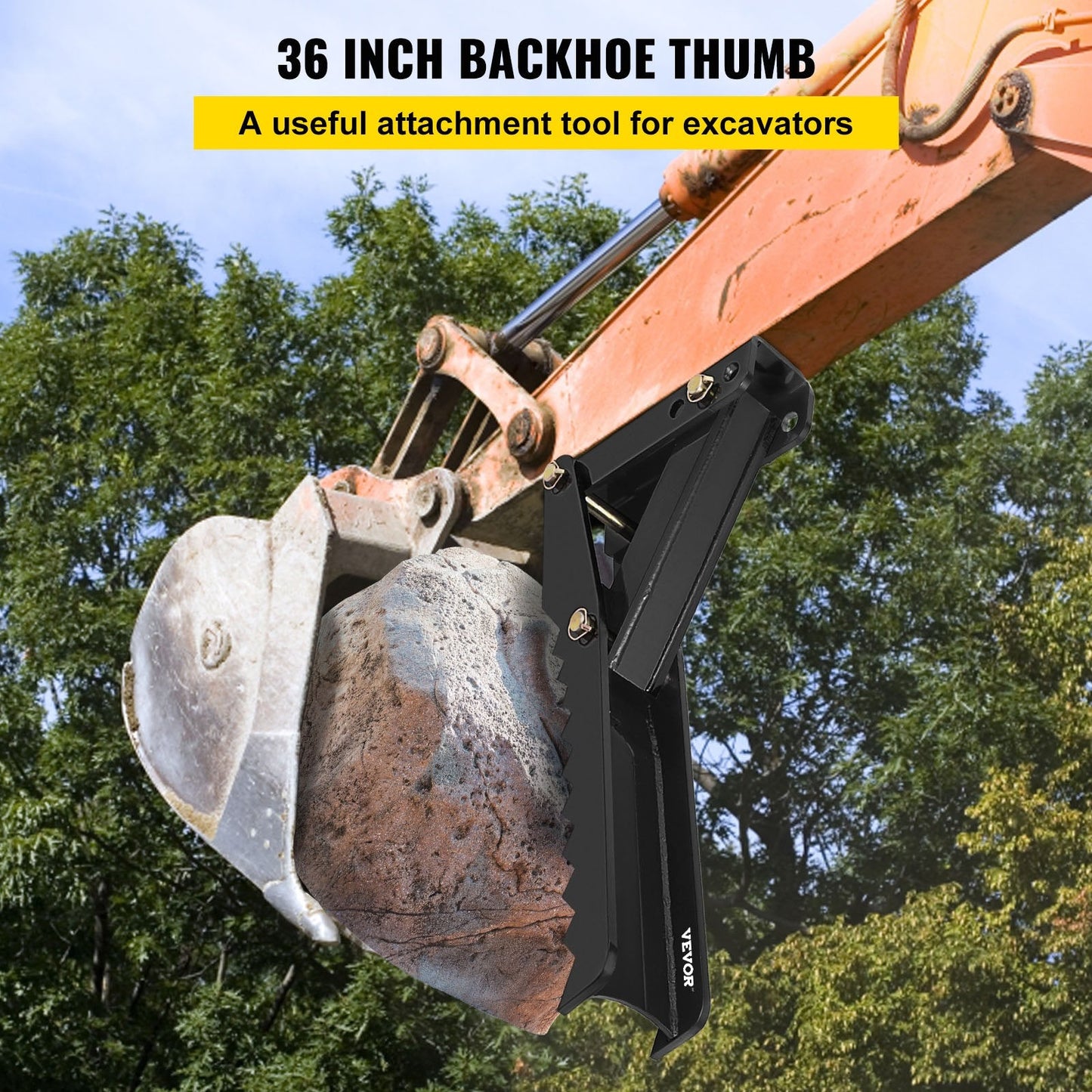 Adjustable 0.91m Backhoe Excavator Thumb Attachment with Thick Steel Teeth
