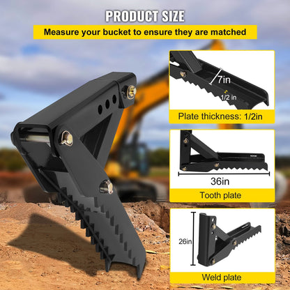Adjustable 0.91m Backhoe Excavator Thumb Attachment with Thick Steel Teeth
