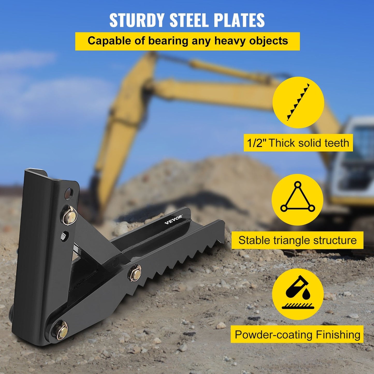 Adjustable 0.91m Backhoe Excavator Thumb Attachment with Thick Steel Teeth