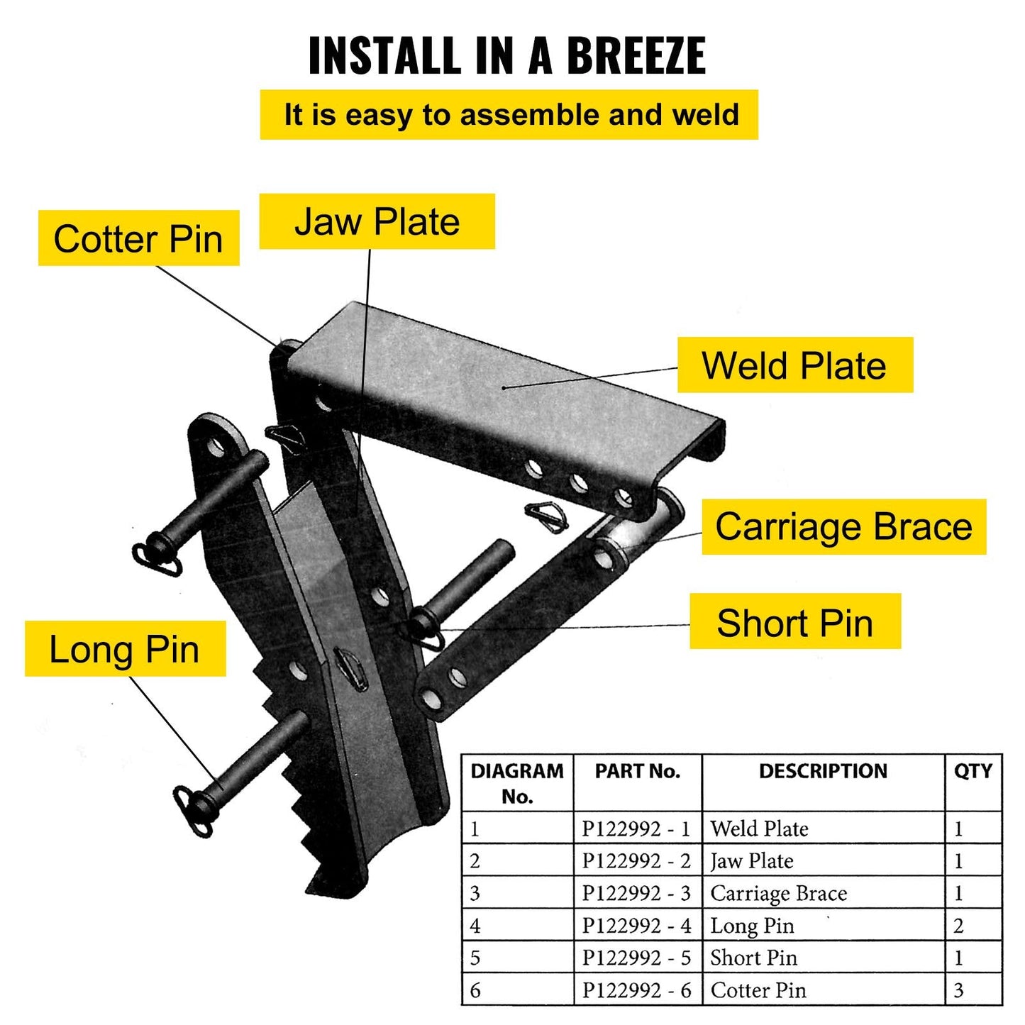 Adjustable 0.91m Backhoe Excavator Thumb Attachment with Thick Steel Teeth