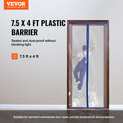 VEVOR Dust Barrier 7.5 x 4 Ft Dust Barrier Door Kit with Magnetic Self-Closing