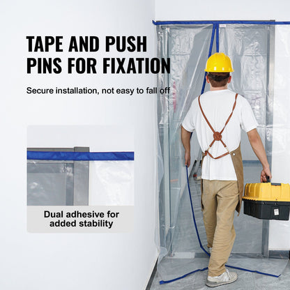 Magnetic Self-Closing Dust Barrier Door Kit, 2.3 x 1.2 m, Eco-Friendly & Durable