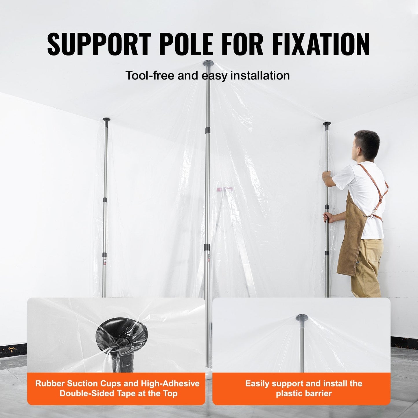 Telescopic Dust Barrier System with Magnetic Zipper & Carry Bag, 10x4m Film