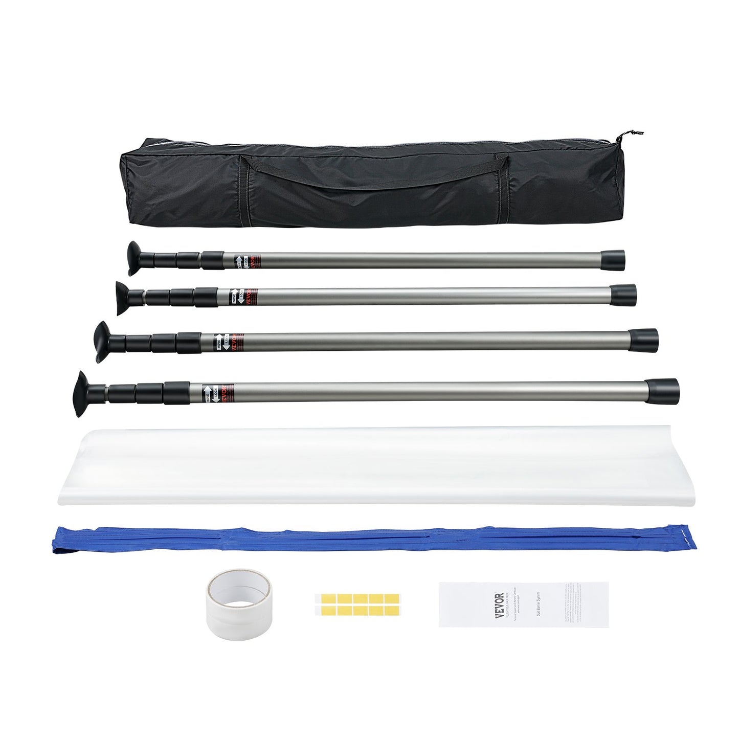 VEVOR Dust Barrier Poles, 10 Ft Barrier Poles, Dust Barrier System with 4 Telescoping