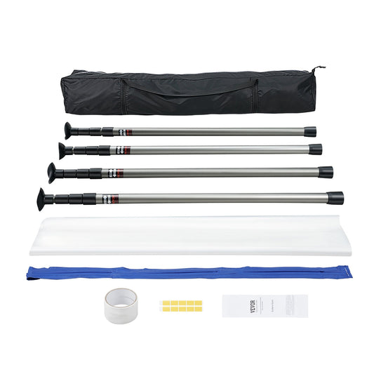 VEVOR Dust Barrier Poles, 10 Ft Barrier Poles, Dust Barrier System with 4 Telescoping